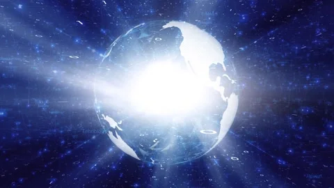 Digital technology cyberspace earth globe rotation Stock Footage 334082120