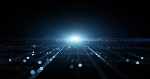 Digital technology cyberspace road network with flickering light animation Stock Footage 346650773