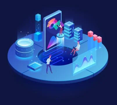 Digital technology dark isometric vector illustration イラスト素材
