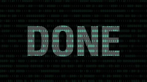 Digital technology data animation forms technical command words via binary .. Stock Footage 340998758