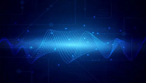 Digital technology data blue background online cyber media algorithm abstract  Stock Illustration