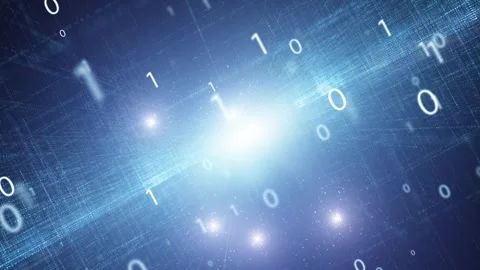 Digital technology data with lights motion background Vídeo Stock 334079851