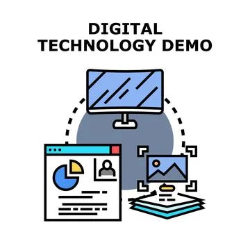 Digital technology demo showcasing content and data processing Stockillustratie