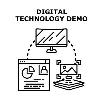Digital technology demo showcasing content and data processing Stock Illustration