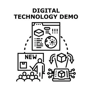 Digital technology demonstration presenting new data platforms Stock Illustration