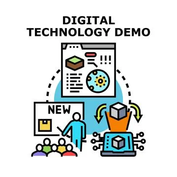 Digital technology demonstration presenting new data platforms Stock Illustration
