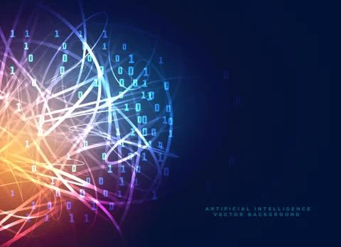 Digital technology design with abstract letwork lines and binary code Stockillustratie