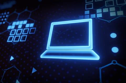 Digital technology development with laptop icon Stockillustratie