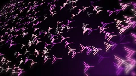 Digital technology with digits arrows neon light in line information data, fu Illustrazione stock