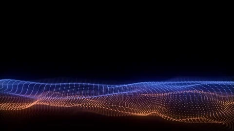 Digital technology double wave. Dark cyberspace with motion dots and lines. Stock-Footage 297955670