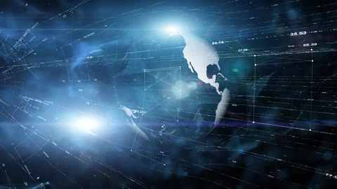 Digital technology with earth globe rotation Stock Footage 318674911