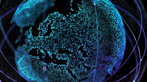 Digital technology of the Earth from glowing points. Loop seamless 4k video Stock Footage 99394051