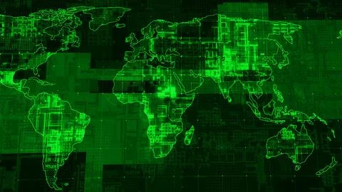 Digital technology earth map news background Ilustración de archivo