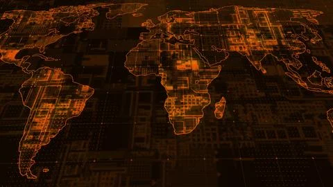 Digital technology earth map news background Ilustración de archivo