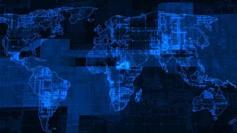 Digital technology earth map news background Ilustración de archivo