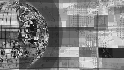 Digital technology earth map news background Ilustración de archivo