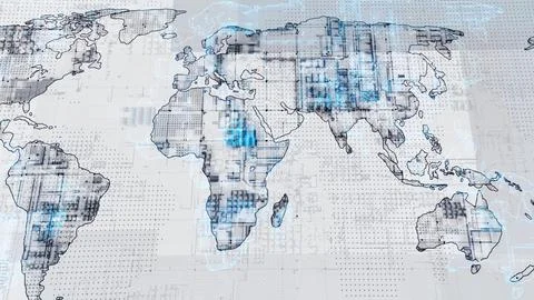 Digital technology earth map news background Ilustración de archivo