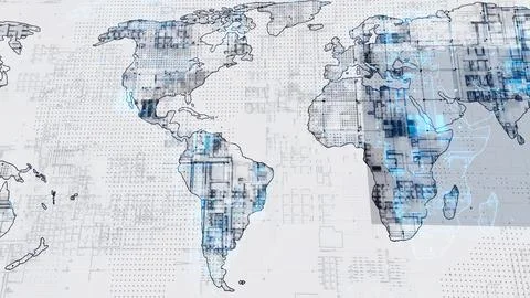 Digital technology earth map news background Ilustración de archivo