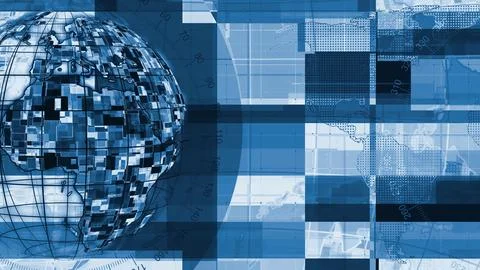 Digital technology earth map news background Ilustración de archivo