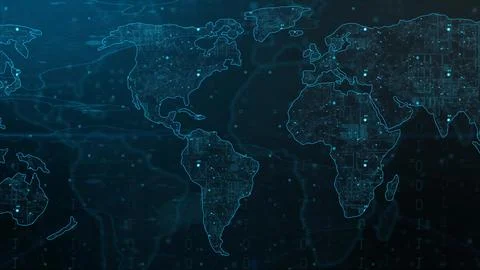 Digital technology earth map news background Ilustración de archivo