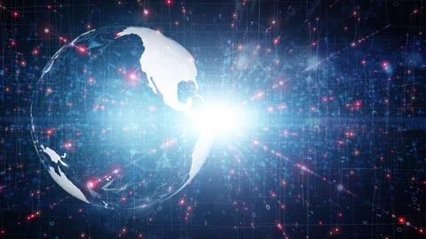 Digital technology earth sphere cyberspace Stock Footage 334079507