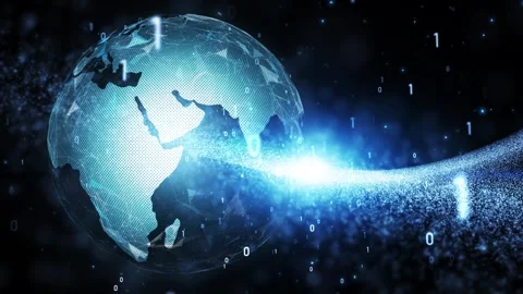 Digital technology earth sphere cyberspace background Stock Footage 337851869
