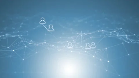 Digital technology flicker network lines with people icons loop motion Stock Footage 340588824