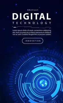 Digital technology futuristic blue background cyber cloud security abstract tech Stock Illustration