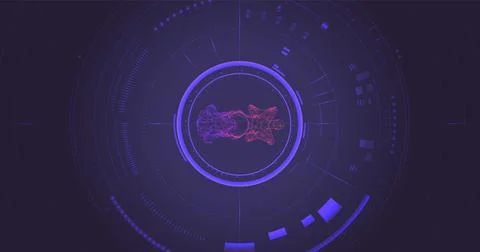 Digital technology futuristic circle target interface HUD with spaceship ho.. Stock Illustration