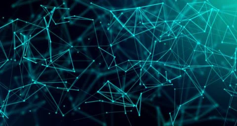 Digital technology futuristic data connect blue green background abstract cyber Illustrazione stock