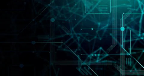 Digital technology futuristic data connect blue green background abstract cyber 스톡 일러스트