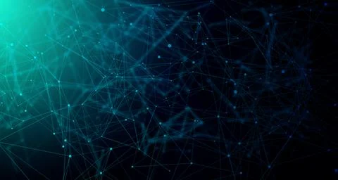 Digital technology futuristic data connect blue green background abstract cyber Stock Illustration