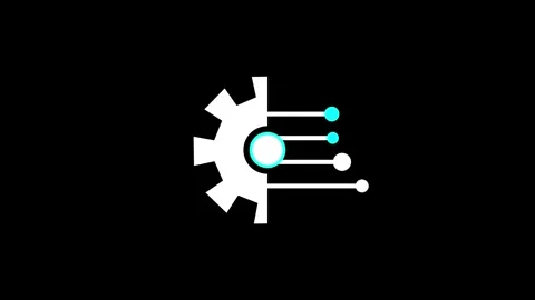 Digital Technology Gear and Circuit Board Icon Animation Stock Footage 344033513