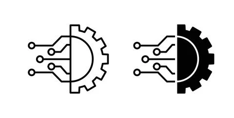Digital technology gear icon symbol. Flat Vector illustration Illustrazione stock