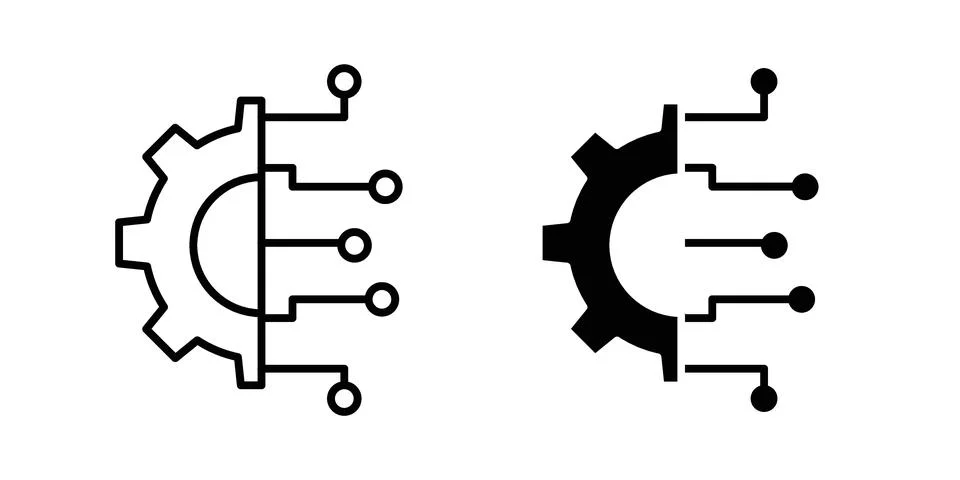 Digital technology gear icon vector design illustrations Stock Illustration
