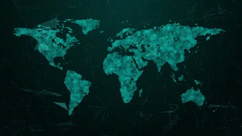 Digital Technology Global Wireframe Polygonal Lines Global Stock Footage 337759483