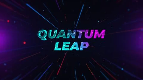 Digital Technology Glossy Metal Quantum Leap Text Glitter Light Streaks Burst  Stock Illustration