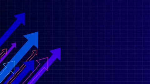 Digital technology glow blue color running arrow on black background Illustrazione stock
