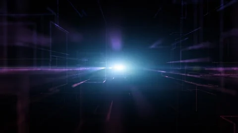 Digital technology glow lines network looping animation background Stock Footage 337965745