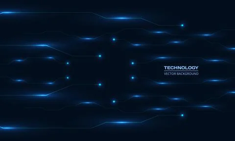 Digital technology glowing blue circuit board lines abstract background Stock Illustration