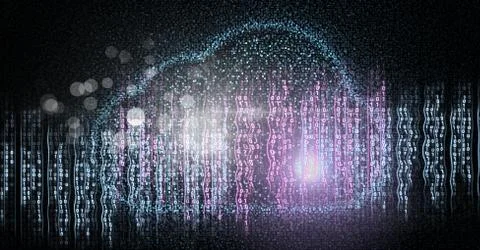 Digital technology glowing interface cloud Stock Photos