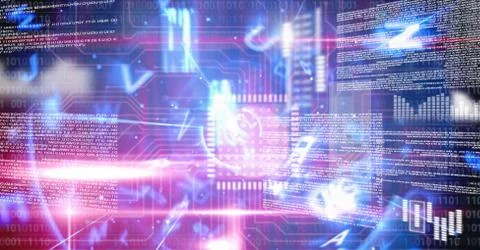 Digital technology glowing interface Stock Photos