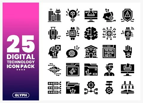 Digital Technology Glyph Icons イラスト素材