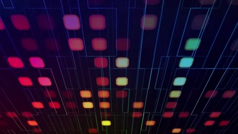 Digital Technology Grid with Glowing Squares Stock Footage 316050143