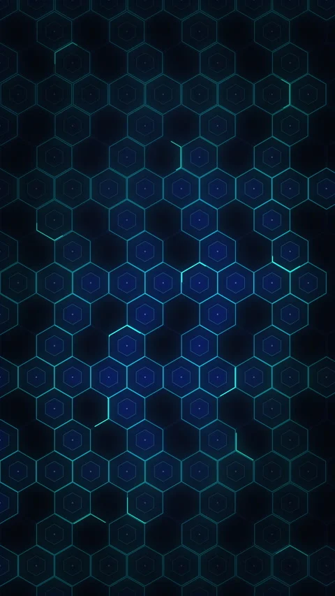 Digital technology hexagon grid pattern cyber loop background Stock Footage 347564458