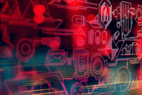 Digital technology hi-tech concept screen with data background 库存插图