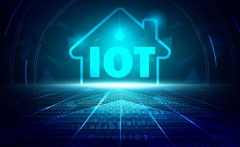 Digital technology Home IoT Internet of things blue green background abstract Stock Illustration