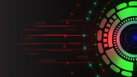 Digital technology HUD element communication colorful background with techn.. Illustrazione stock