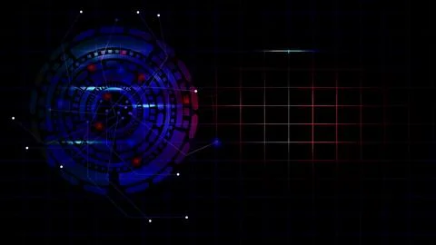 Digital technology HUD element communication colorful background with techn.. Illustrazione stock