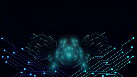 Digital technology HUD element communication Blue background with technolog.. Illustrazione stock